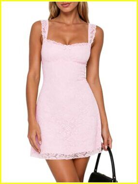 Women's Floral Lace A-Line Sundress Sleeveless Sweetheart Neck
